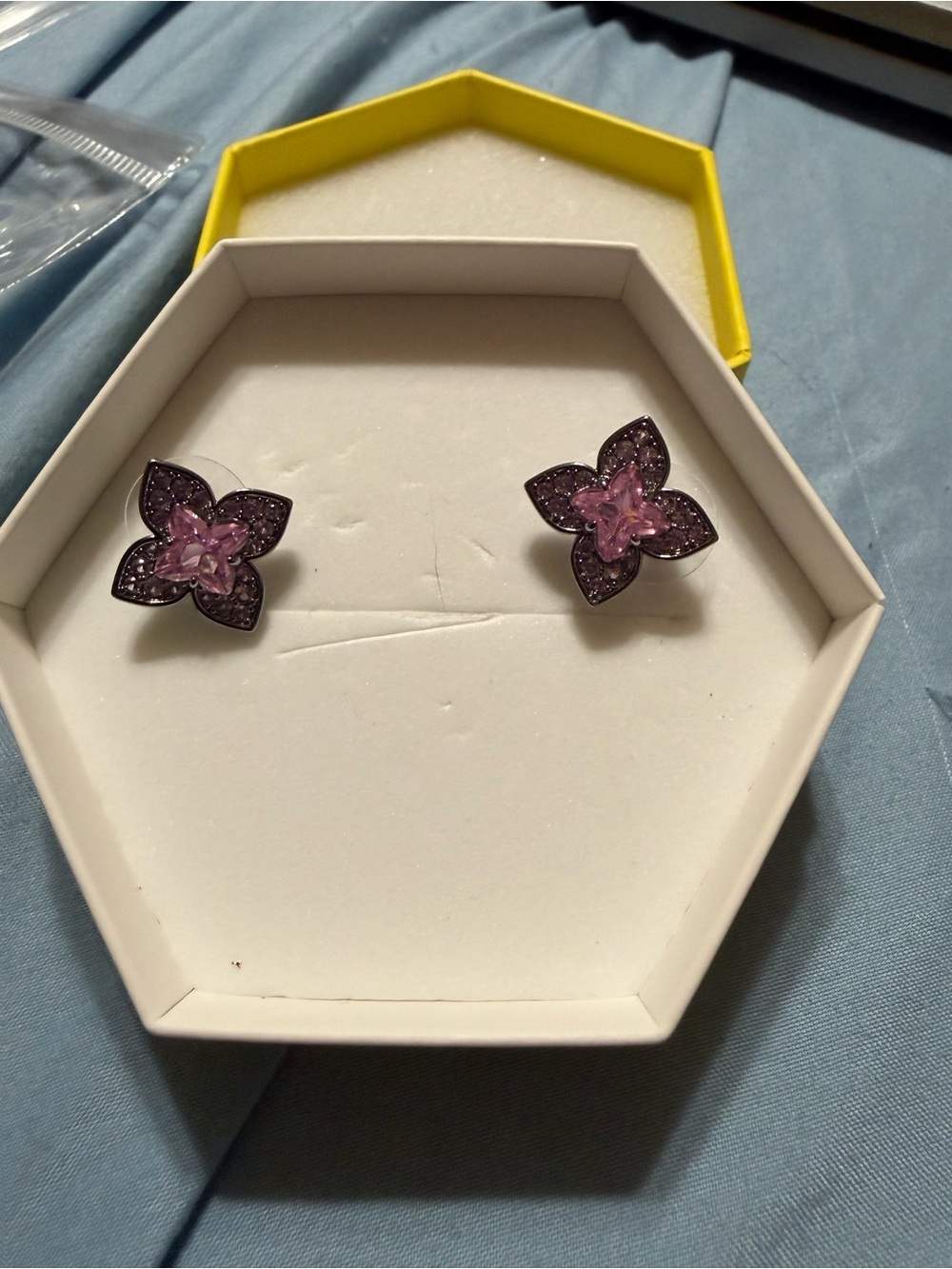 Rose Quartz Clovers on Hematite Studs